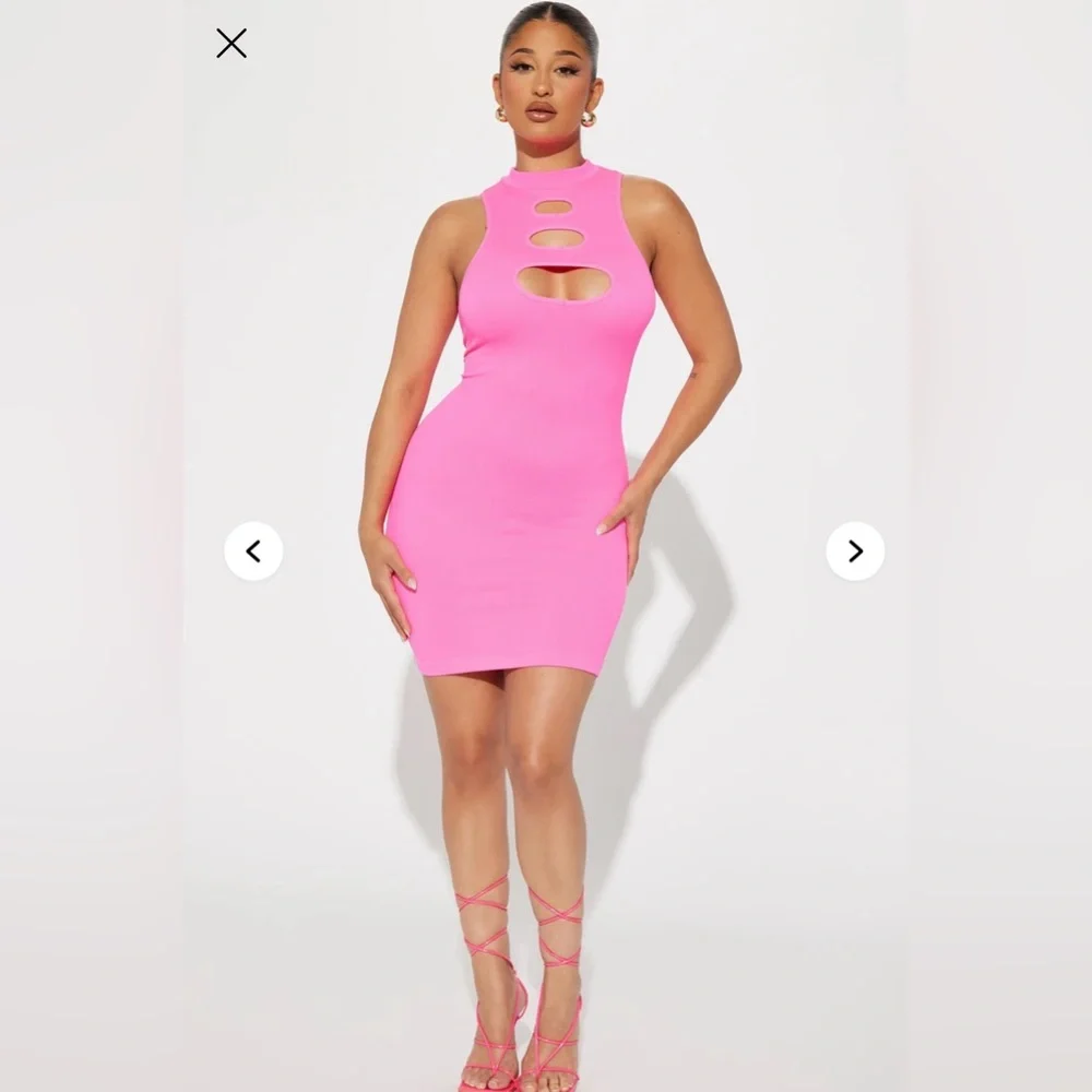 Fashion Nova NWT Hot Pink Analise Ribbed Dress S/M